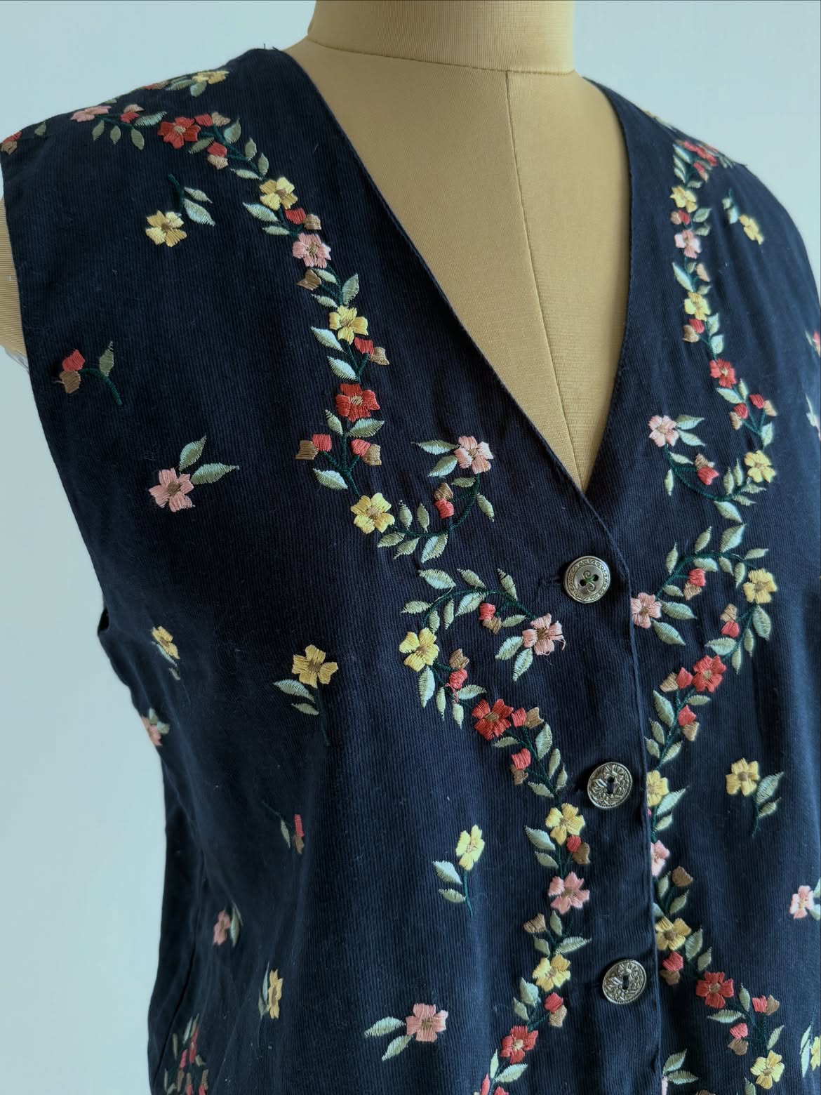 Embroidered Navy Blue Half Vest