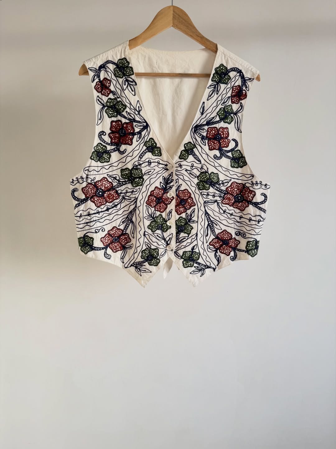White Embroidered Vest