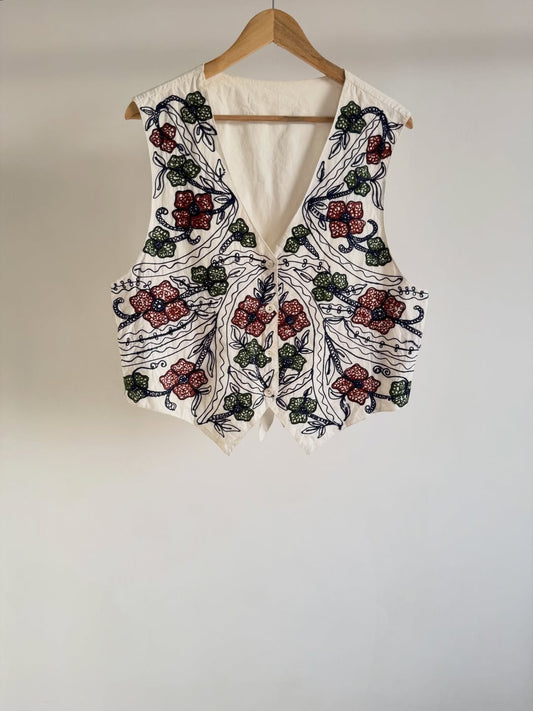 White Embroidered Vest