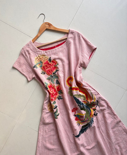 Embroidered mauve dress