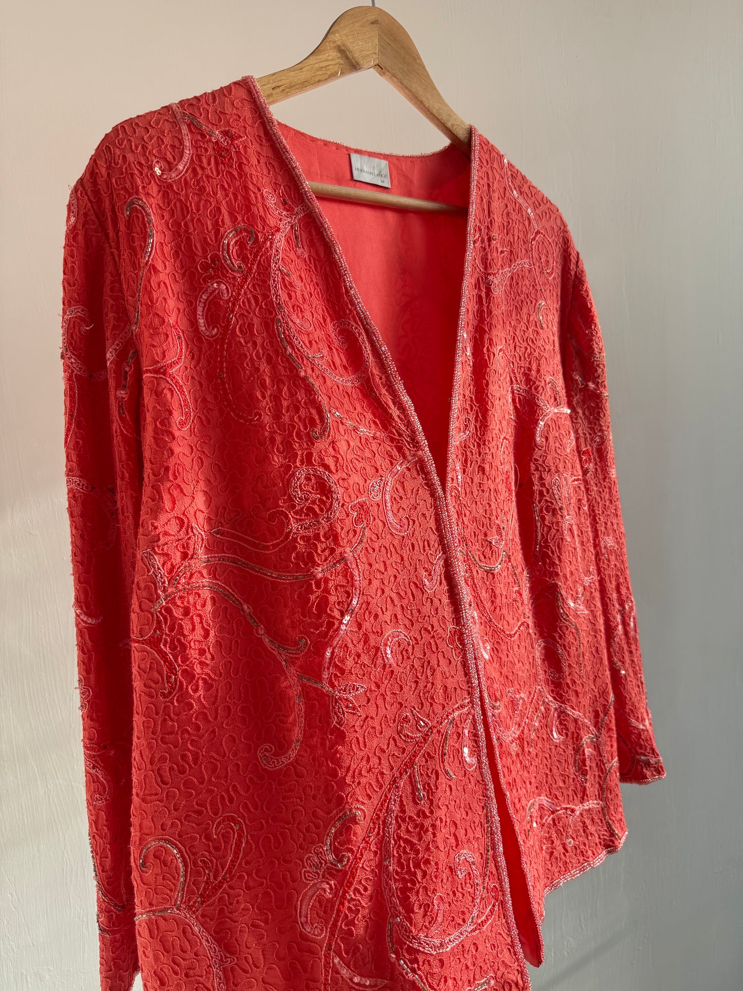 Vintage Red Textured Kimono Jacket