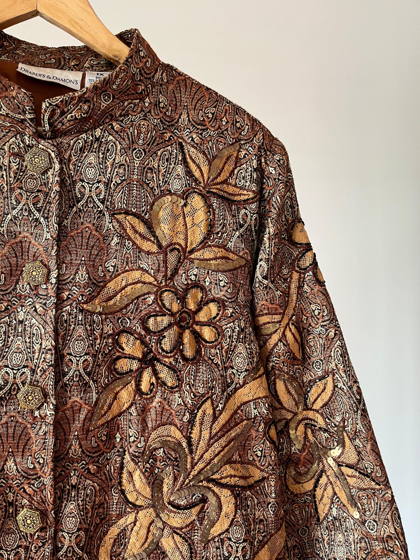Brown embroidered boho jacket