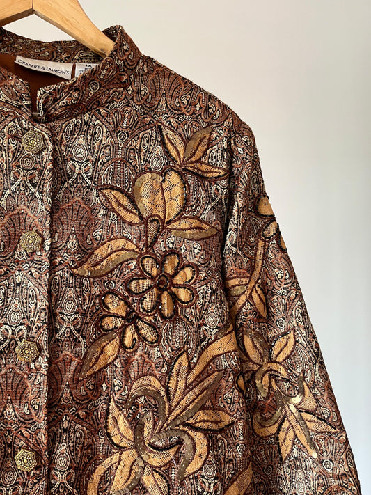 Brown embroidered boho jacket