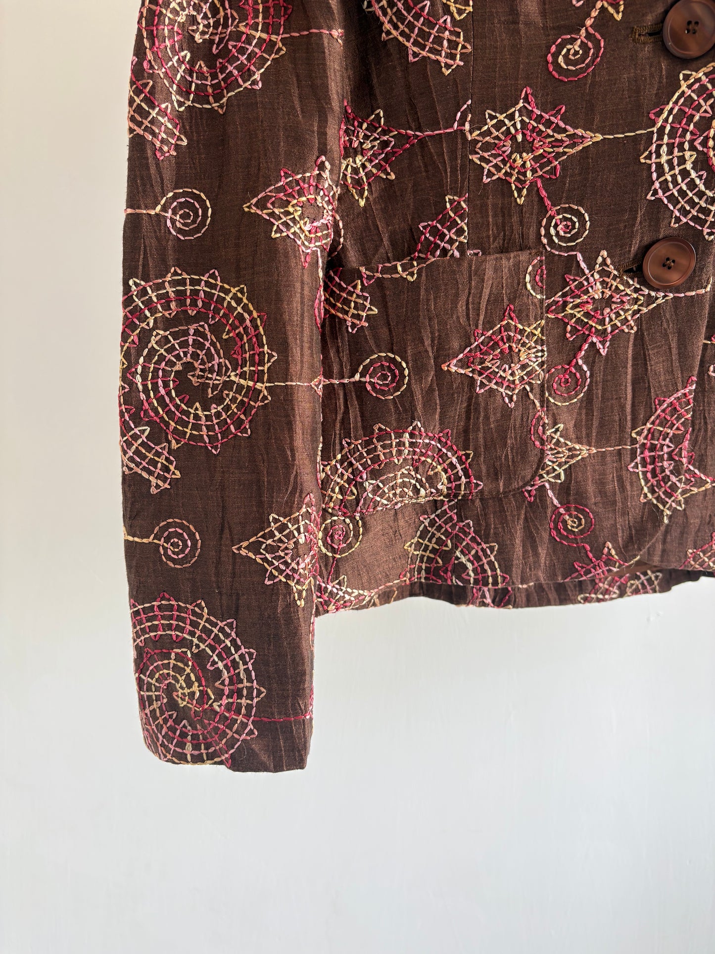 Brown Embroidered Blazer