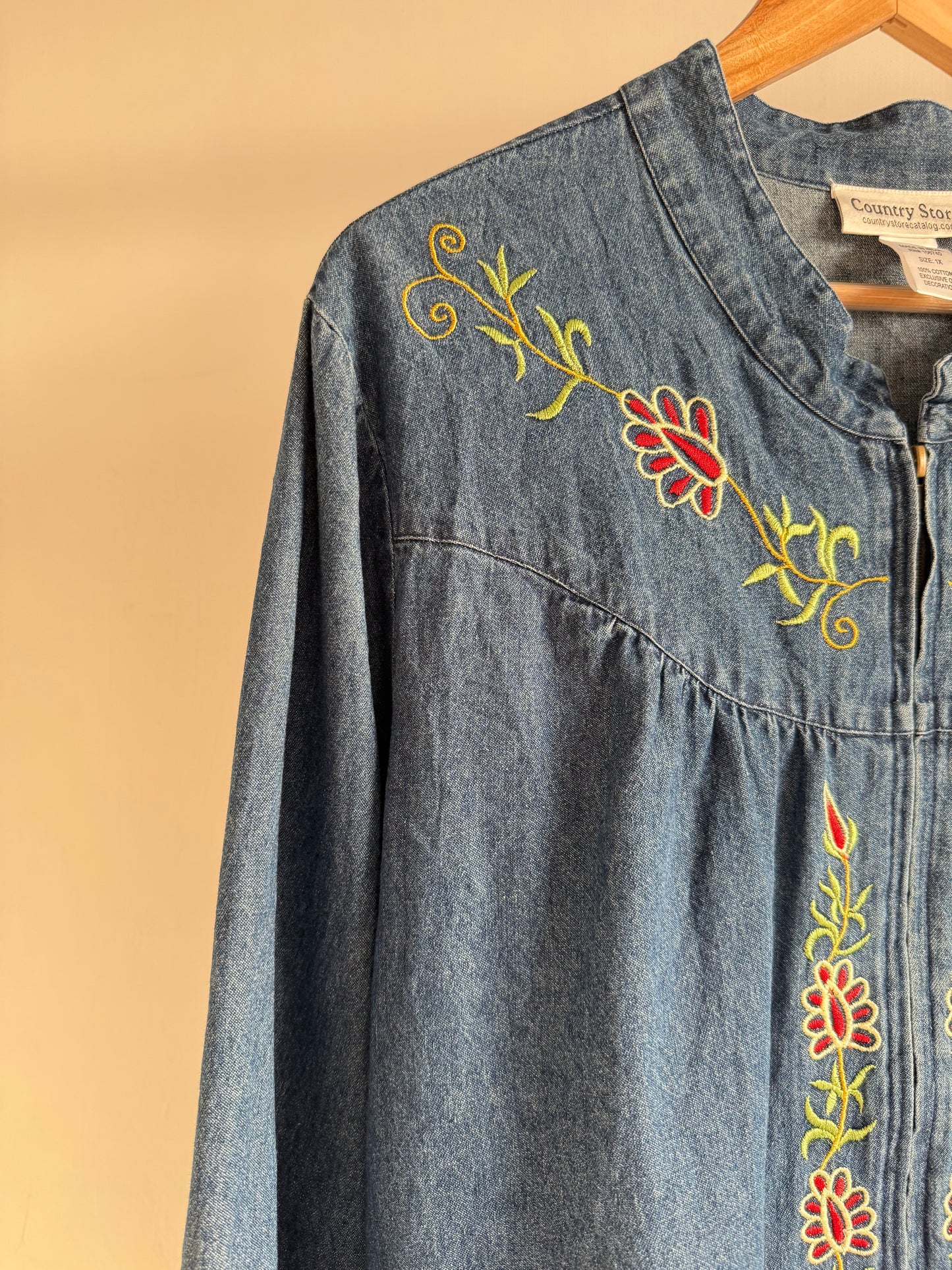 Blue Embroidered Denim Shirt