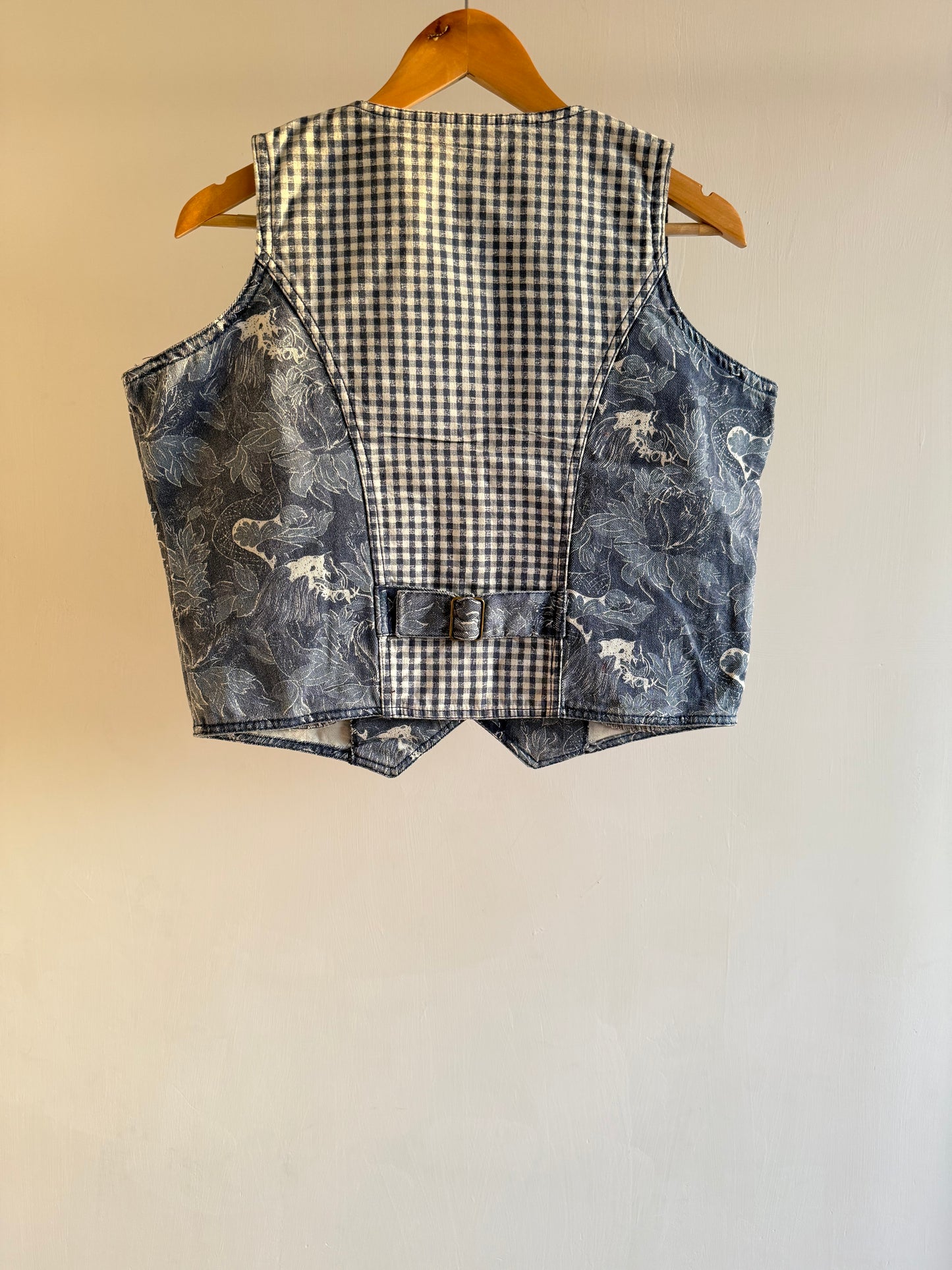 Denim Floral Printed Vest
