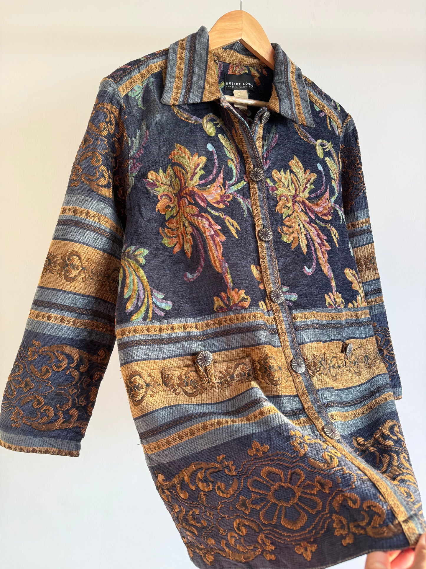Vintage Tapestry Pattern Jacket (Blue & Gold)