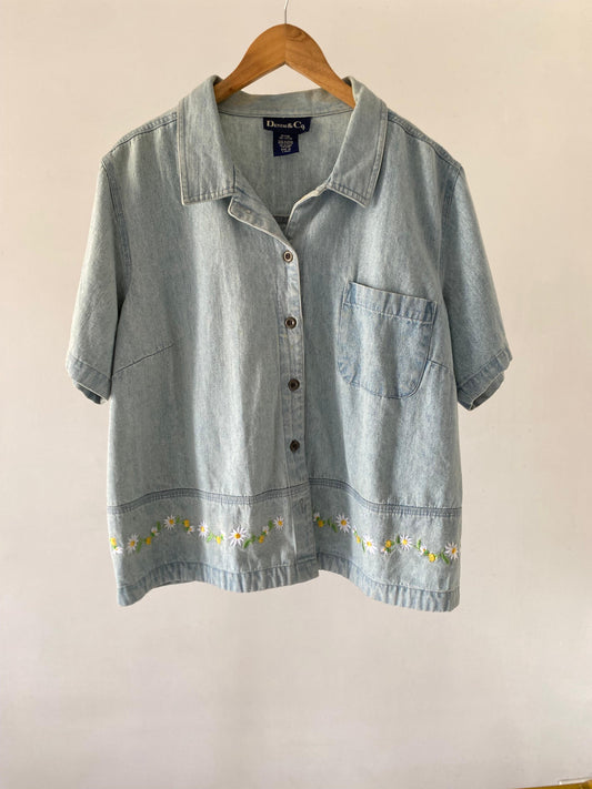 Floral denim shirt
