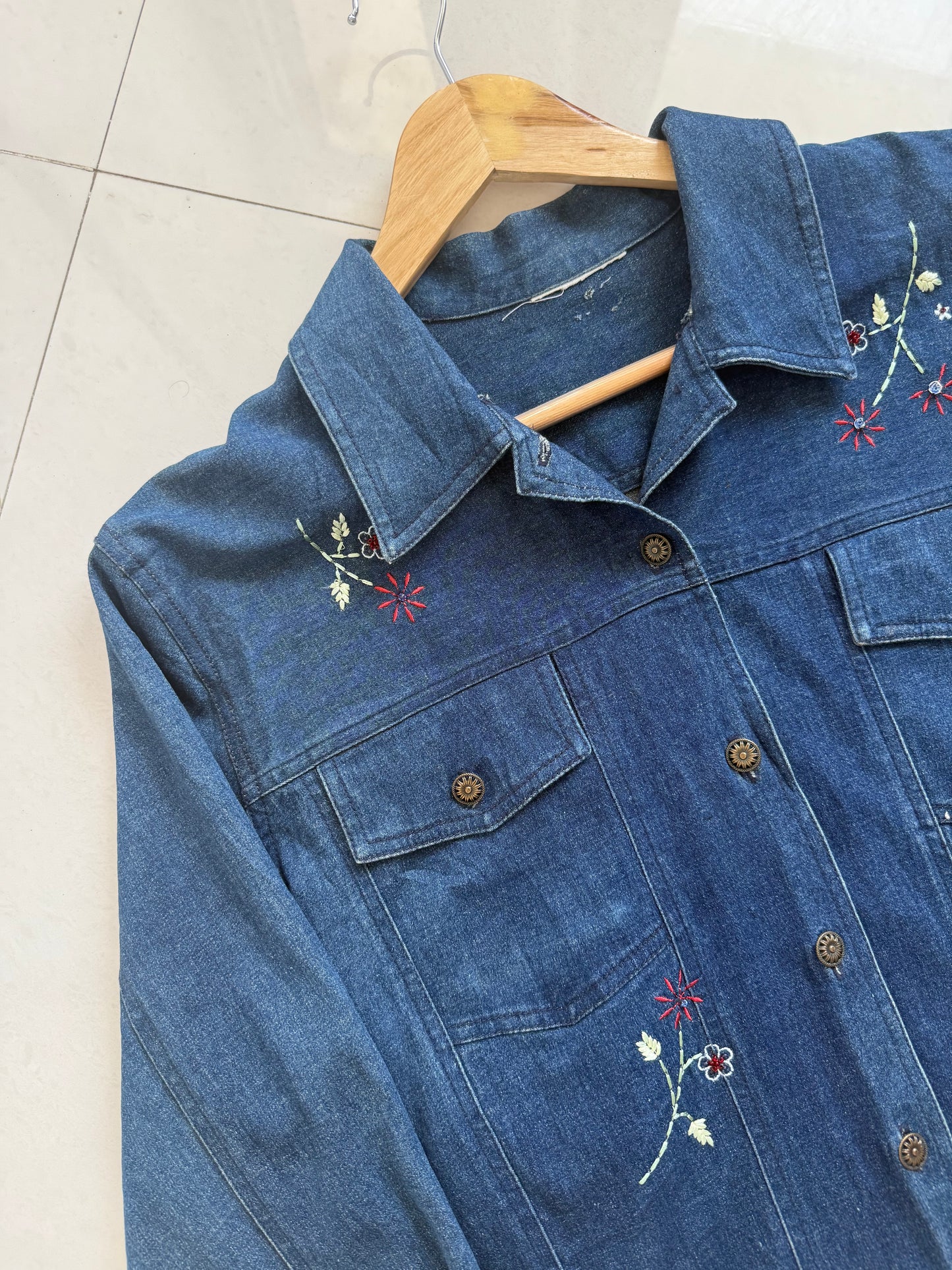 Denim Floral Jacket