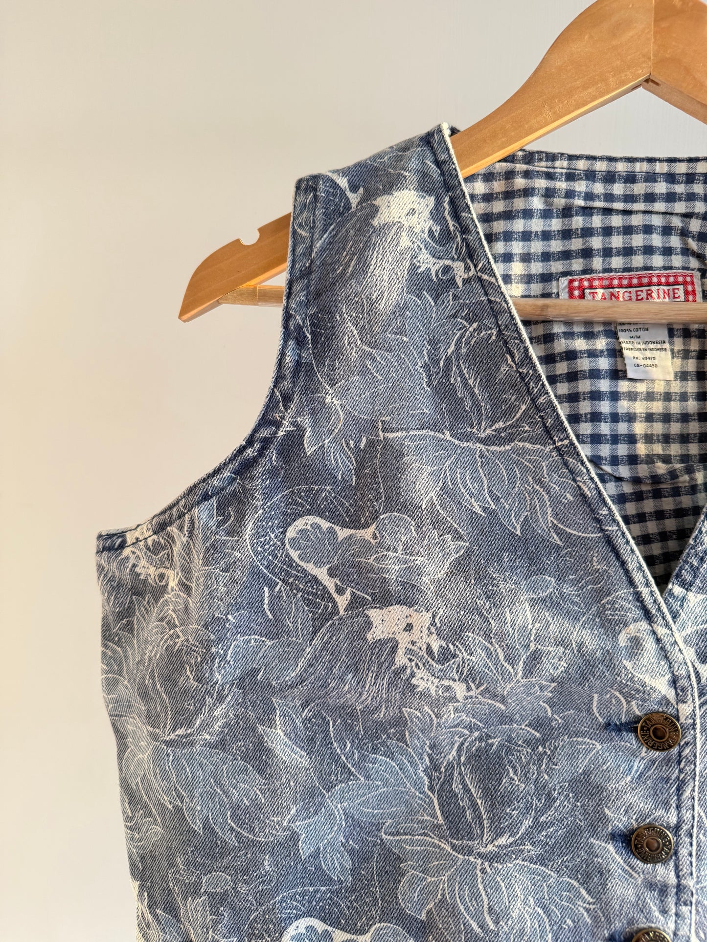 Denim Floral Printed Vest