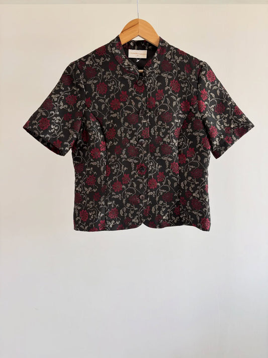 Midnight Rose Brocade Top