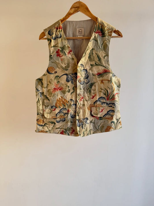 Beige Floral Printed Vest