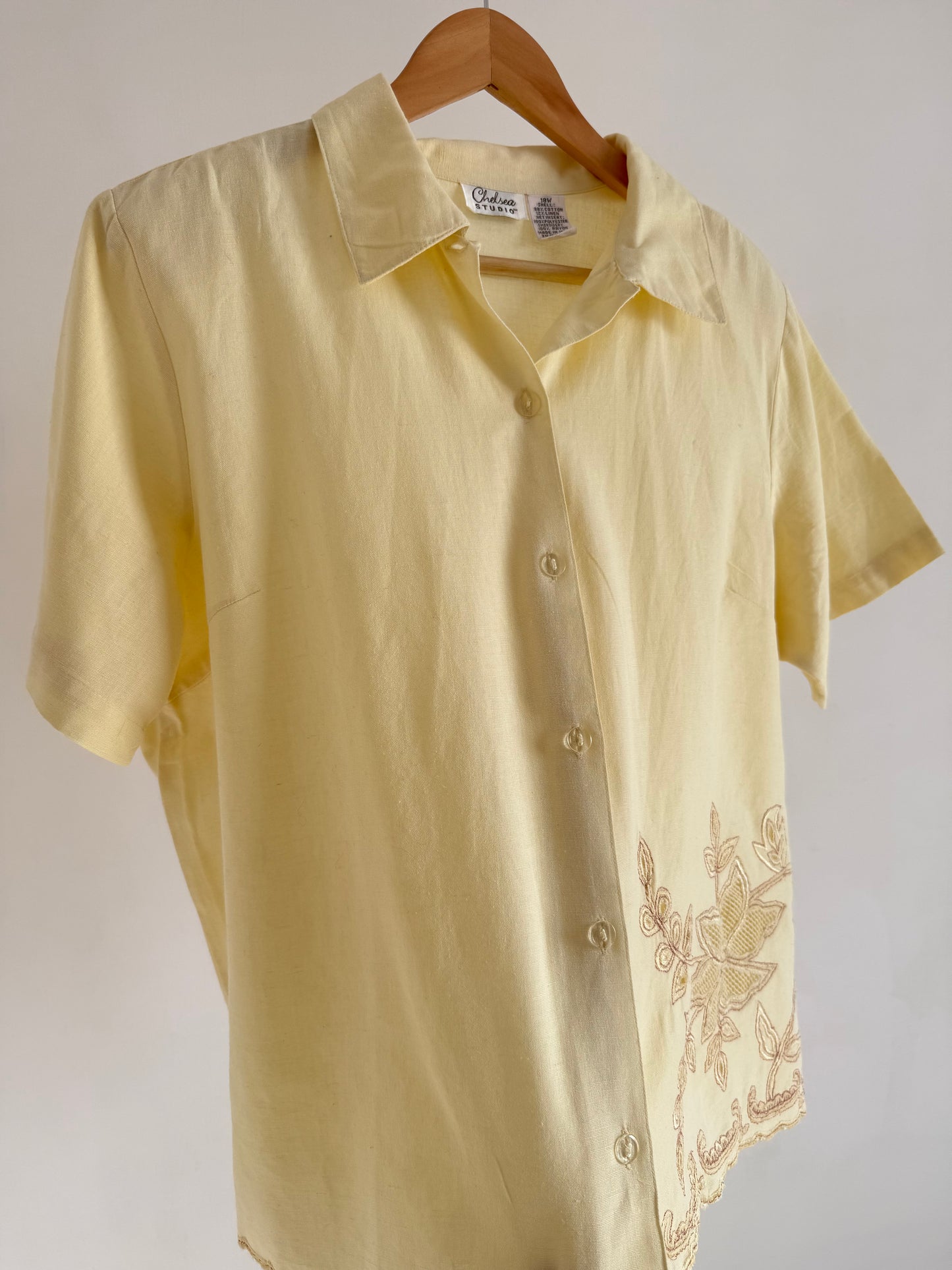 Yellow Linen Embroidered Shirt