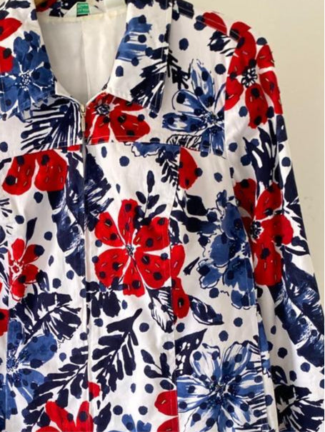 Blue Red Flower Blazer
