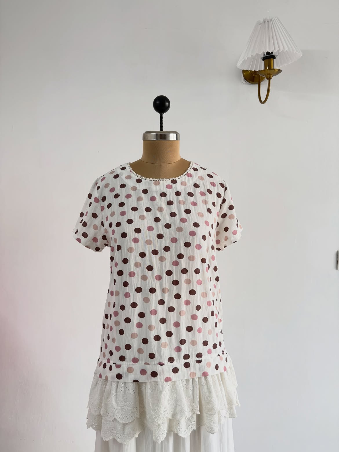 White Polka Dot Top