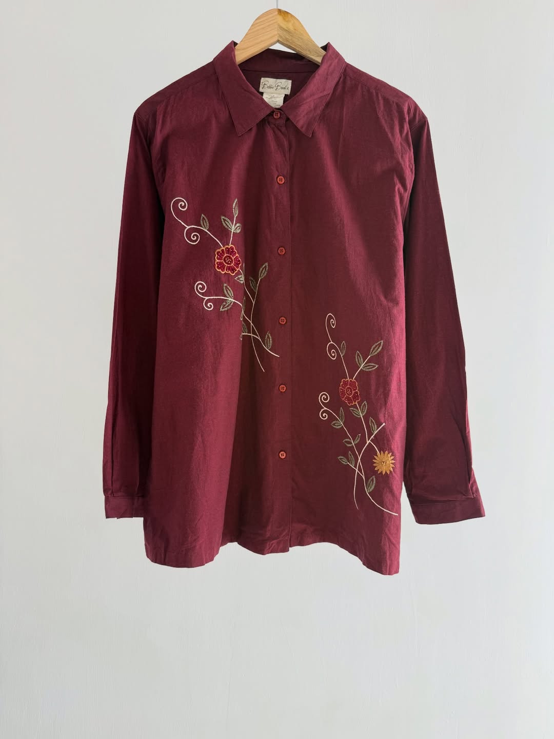 Embroidered maroon shirt