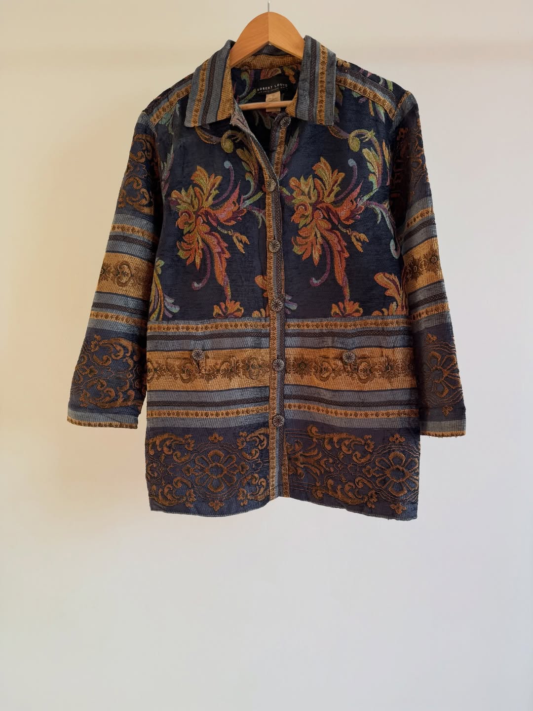 Vintage Tapestry Pattern Jacket (Blue & Gold)