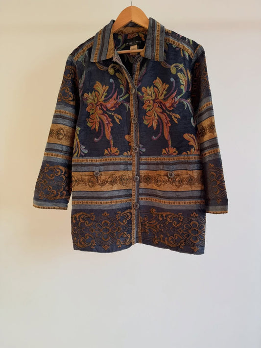 Vintage Tapestry Pattern Jacket (Blue & Gold)