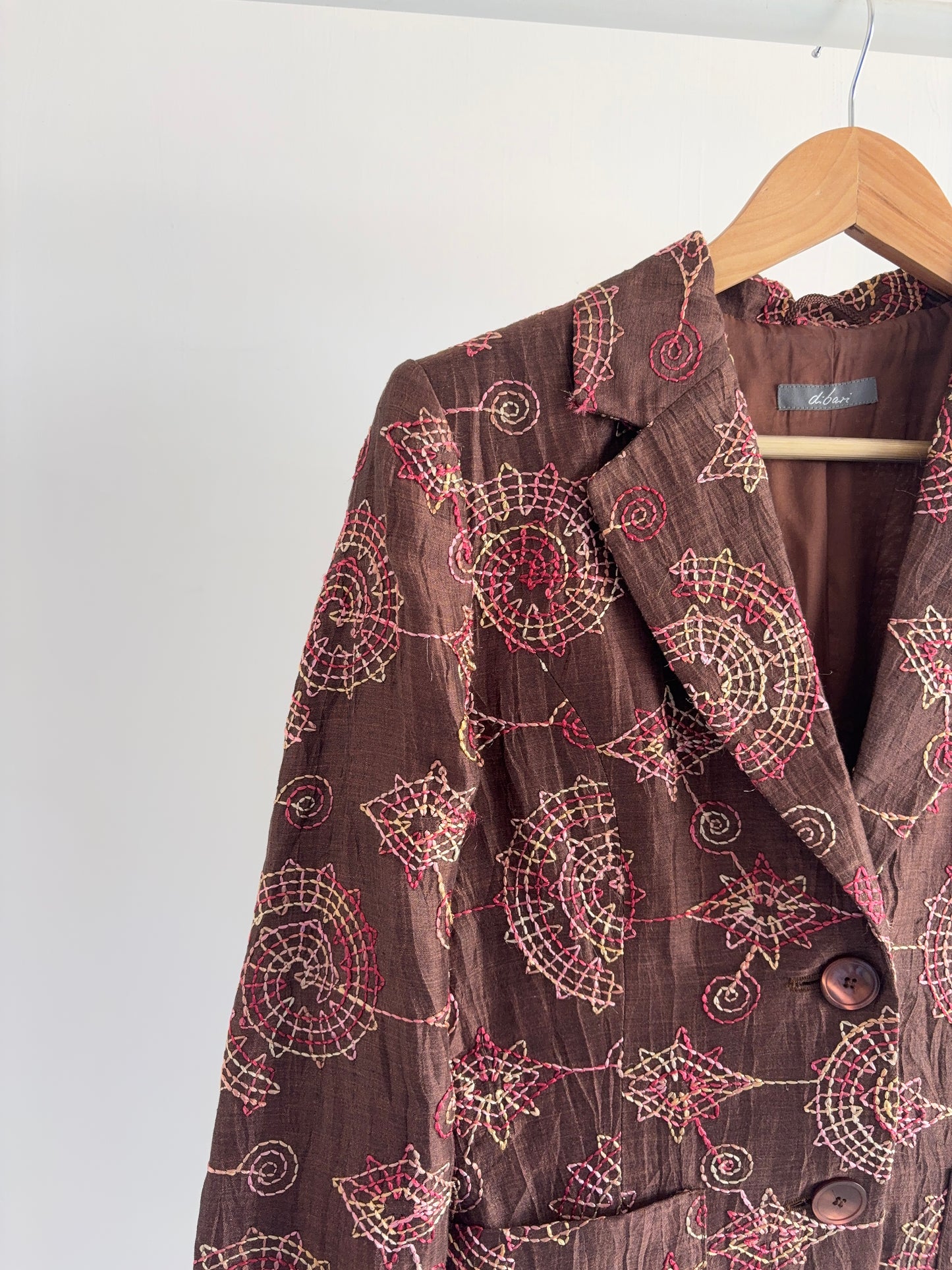 Brown Embroidered Blazer