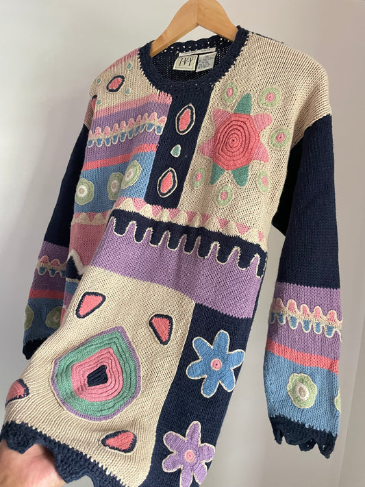 Crochet patchwork pullover