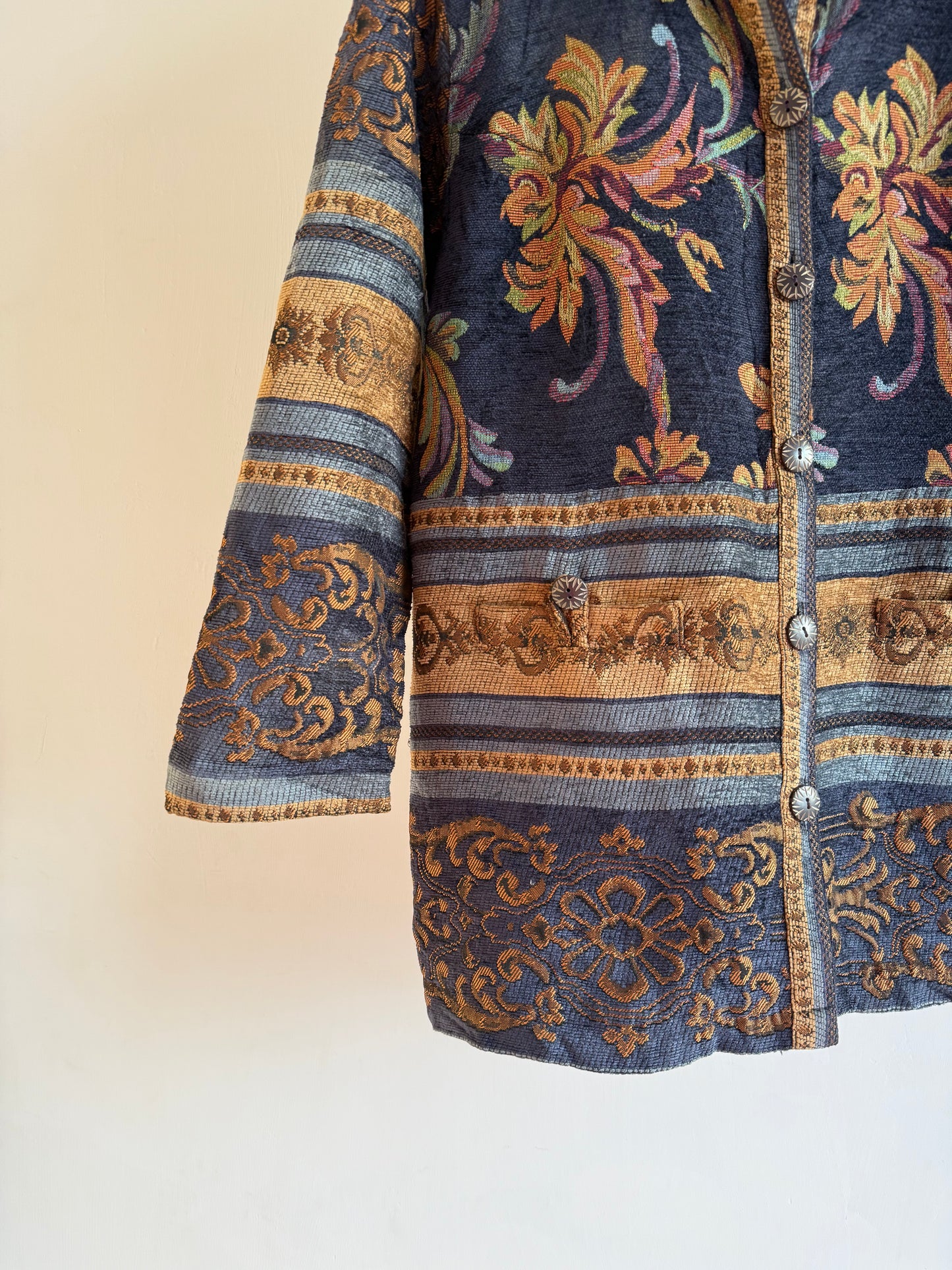 Vintage Tapestry Pattern Jacket (Blue & Gold)