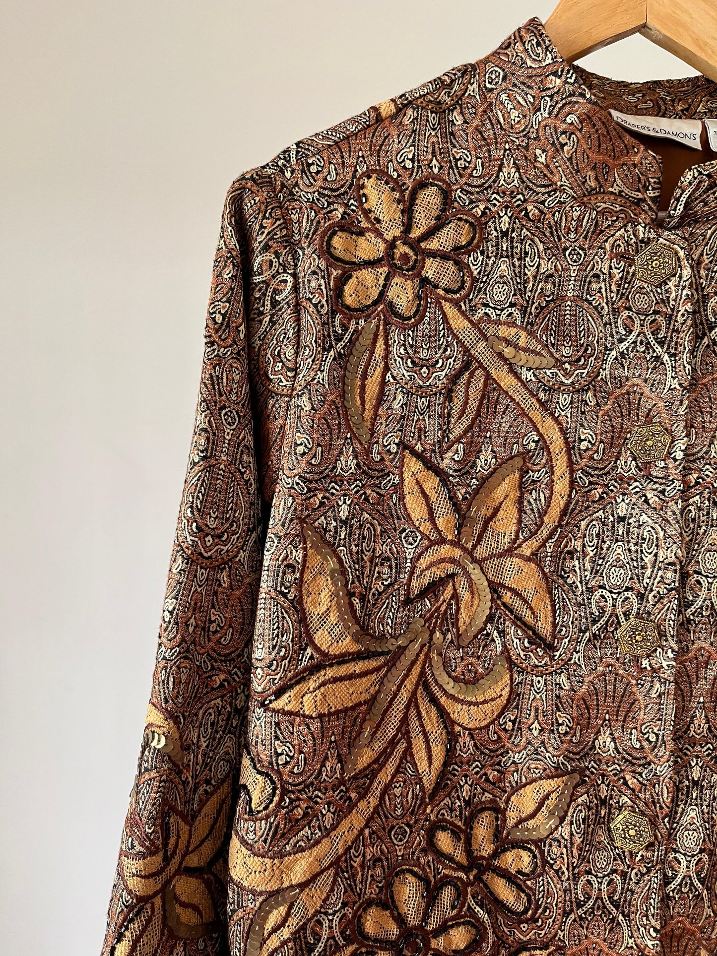 Brown embroidered boho jacket
