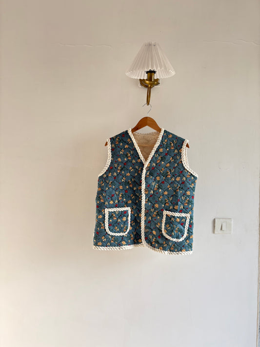 Quilted floral vest