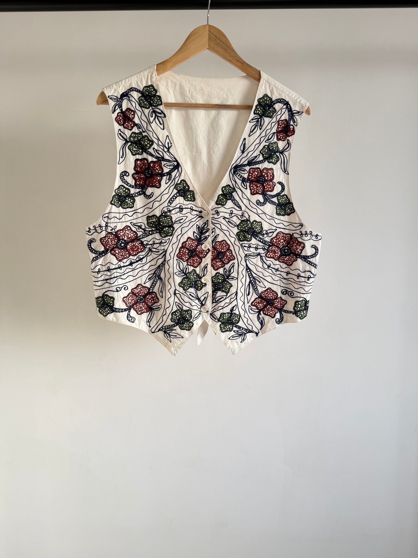 White Embroidered Vest