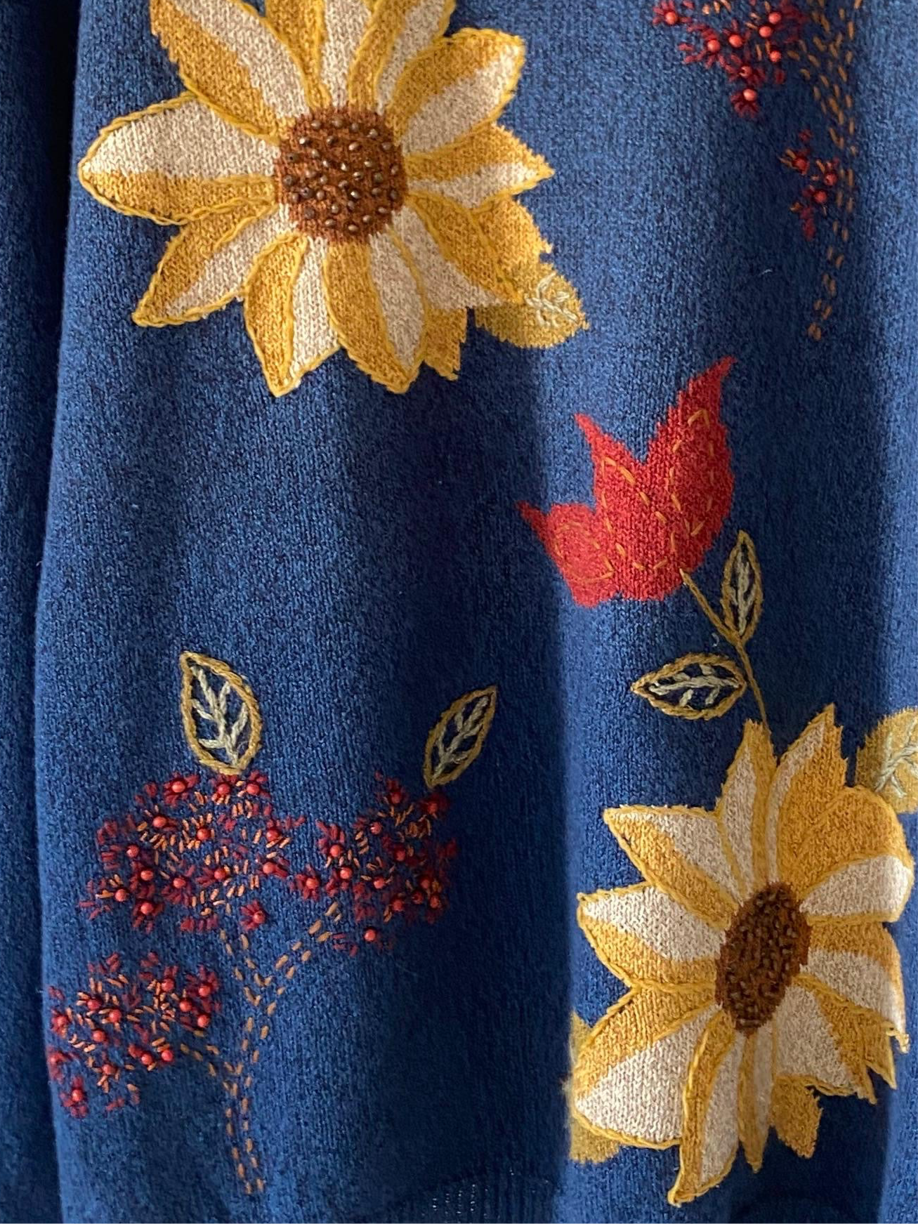 Sunflower embroidered pullover