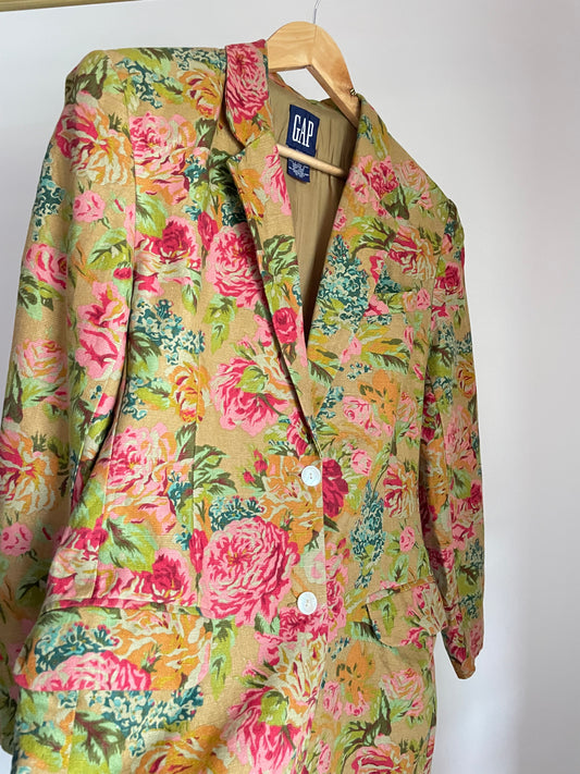 Floral linen blazer