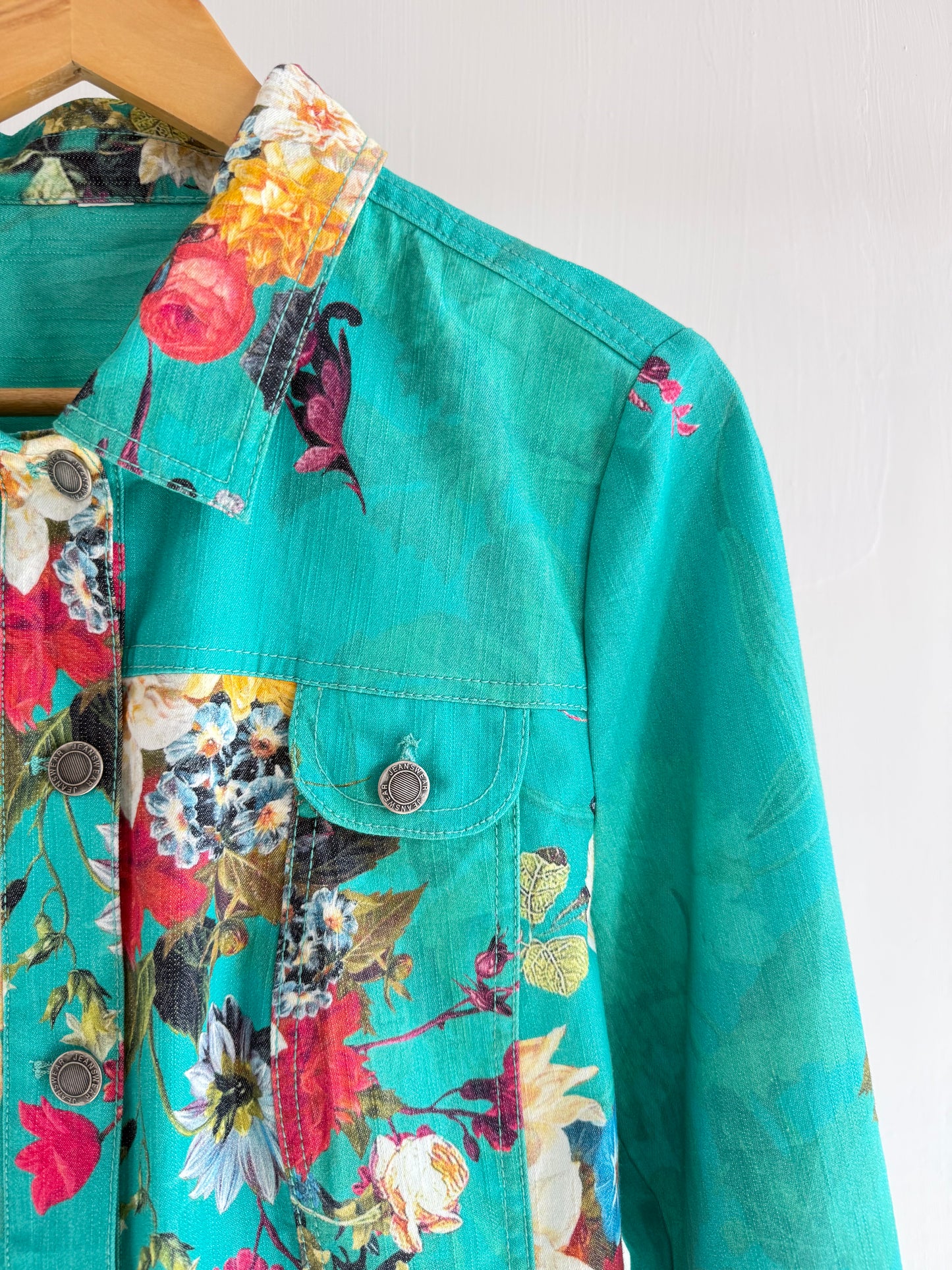 Turquoise floral jacket