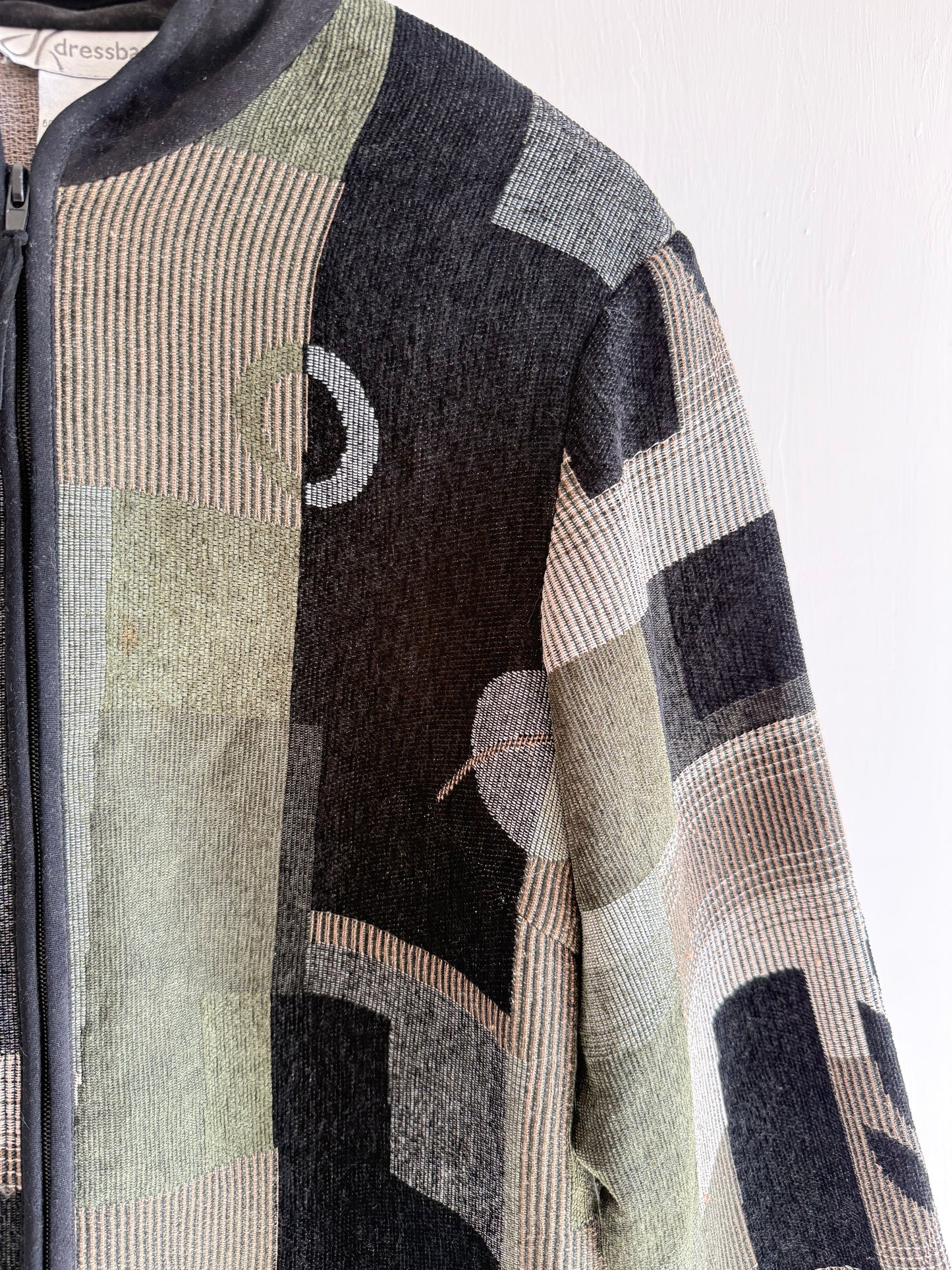Vintage Abstract Pattern Zip Jacket