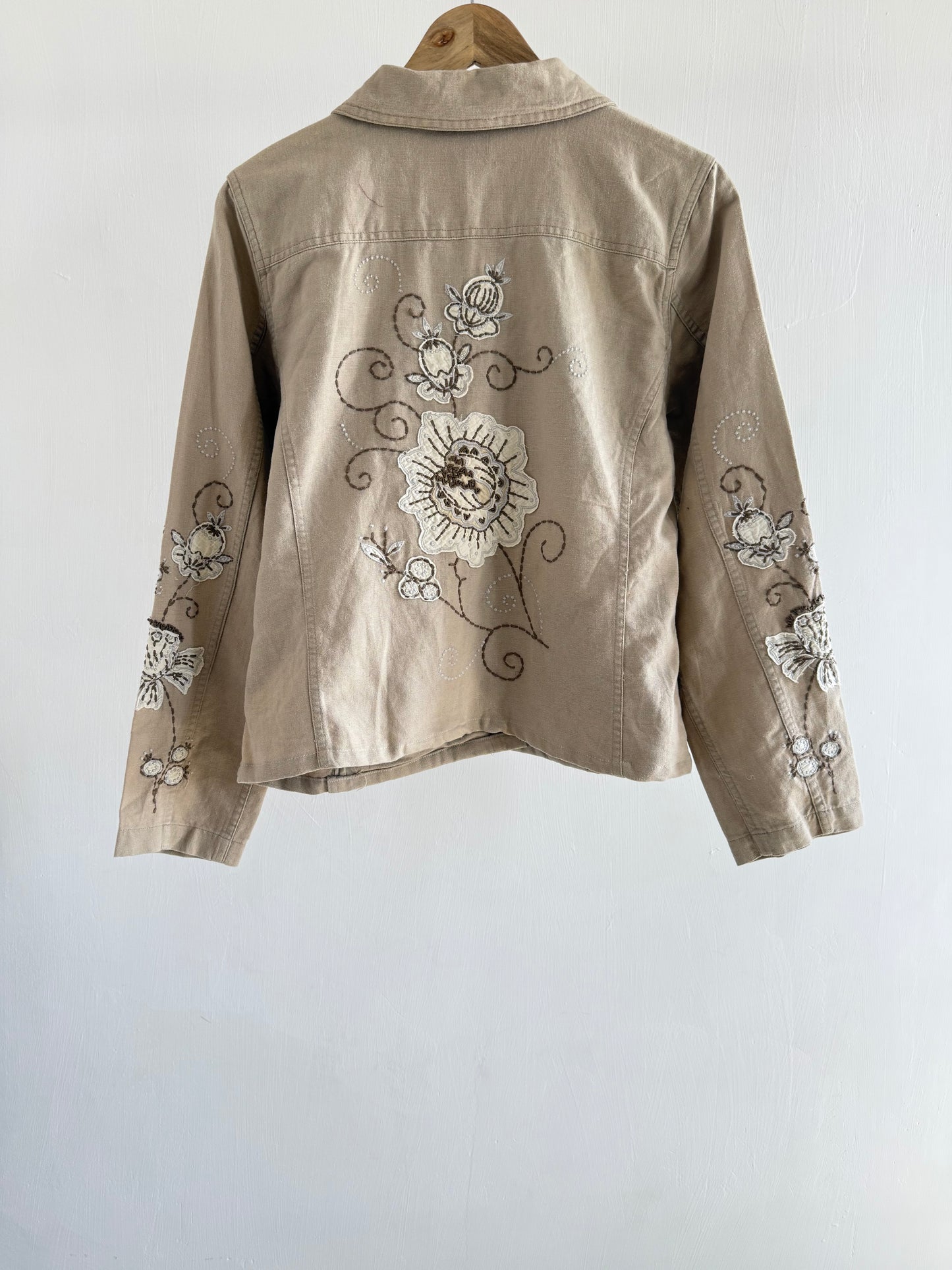 Beige Floral Embroidered Jacket