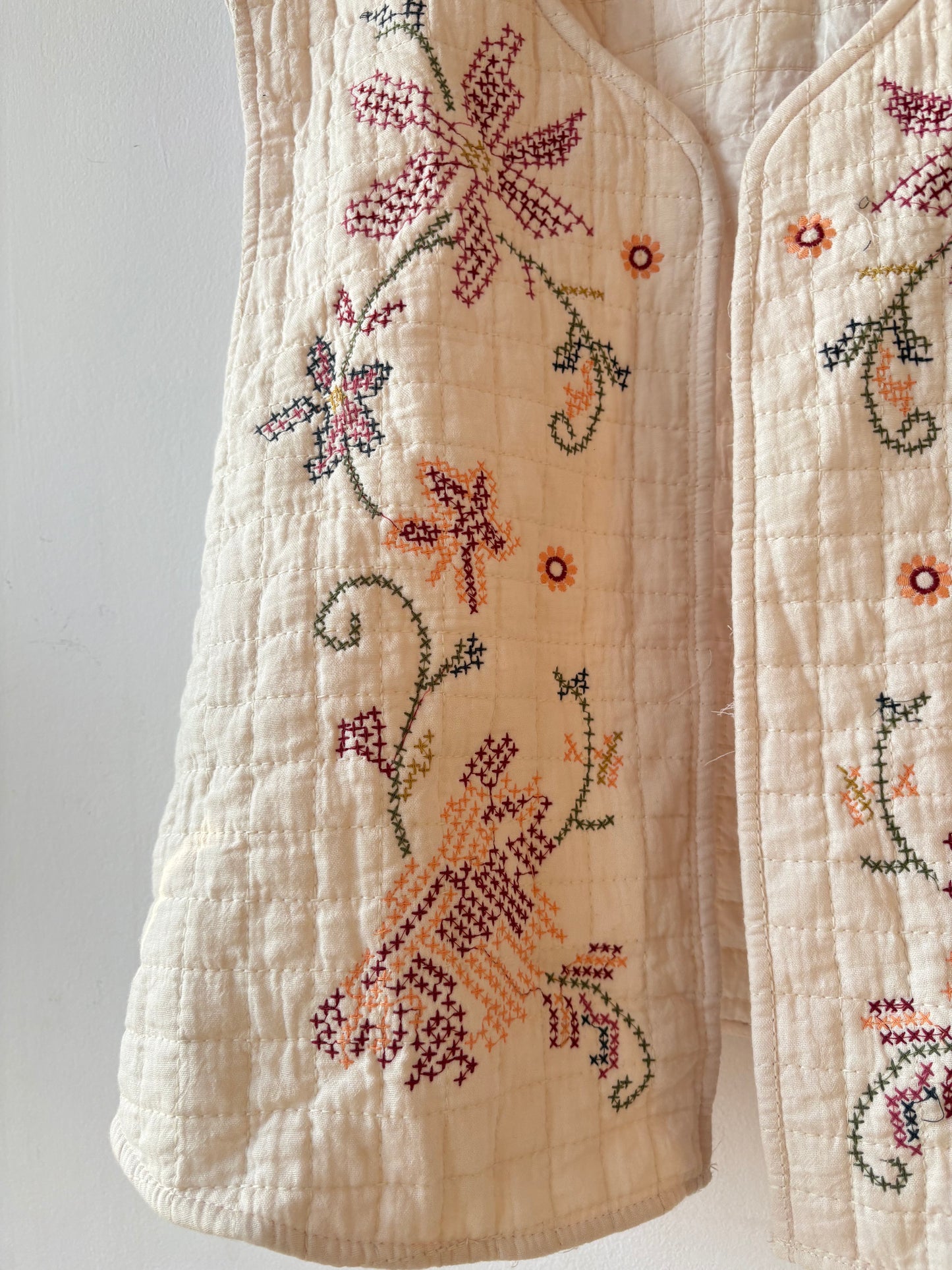 Embroidered Ivory  Quilted vest
