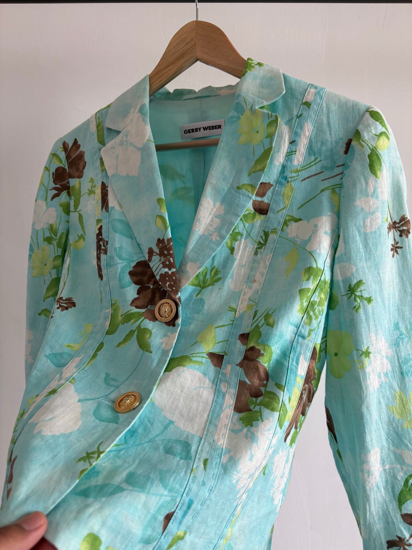 Linen floral blazer (Teal)