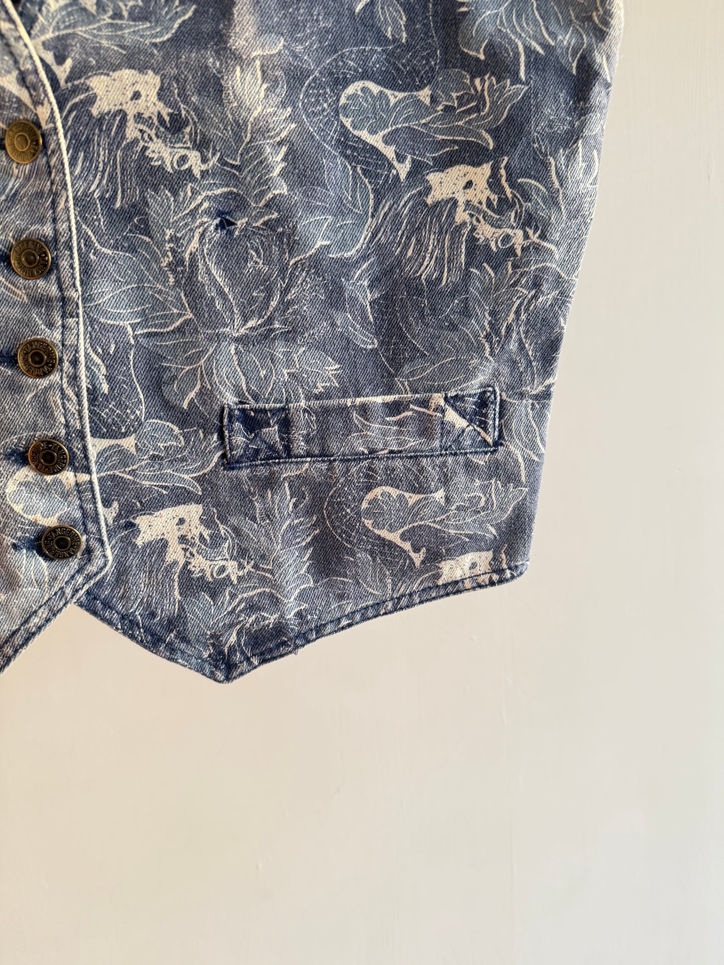Denim Floral Printed Vest