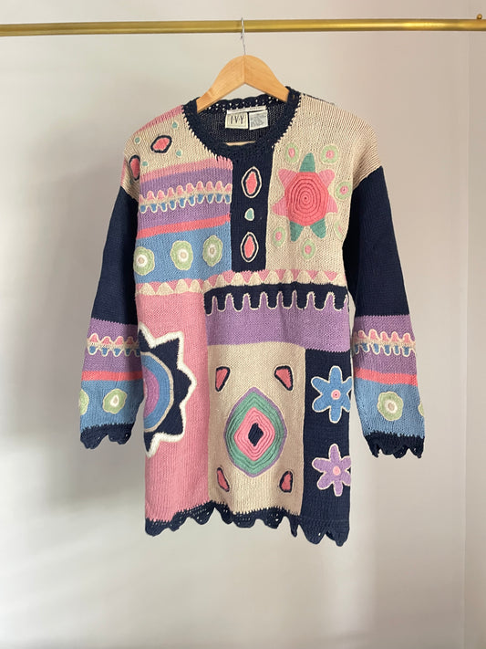 Crochet patchwork pullover