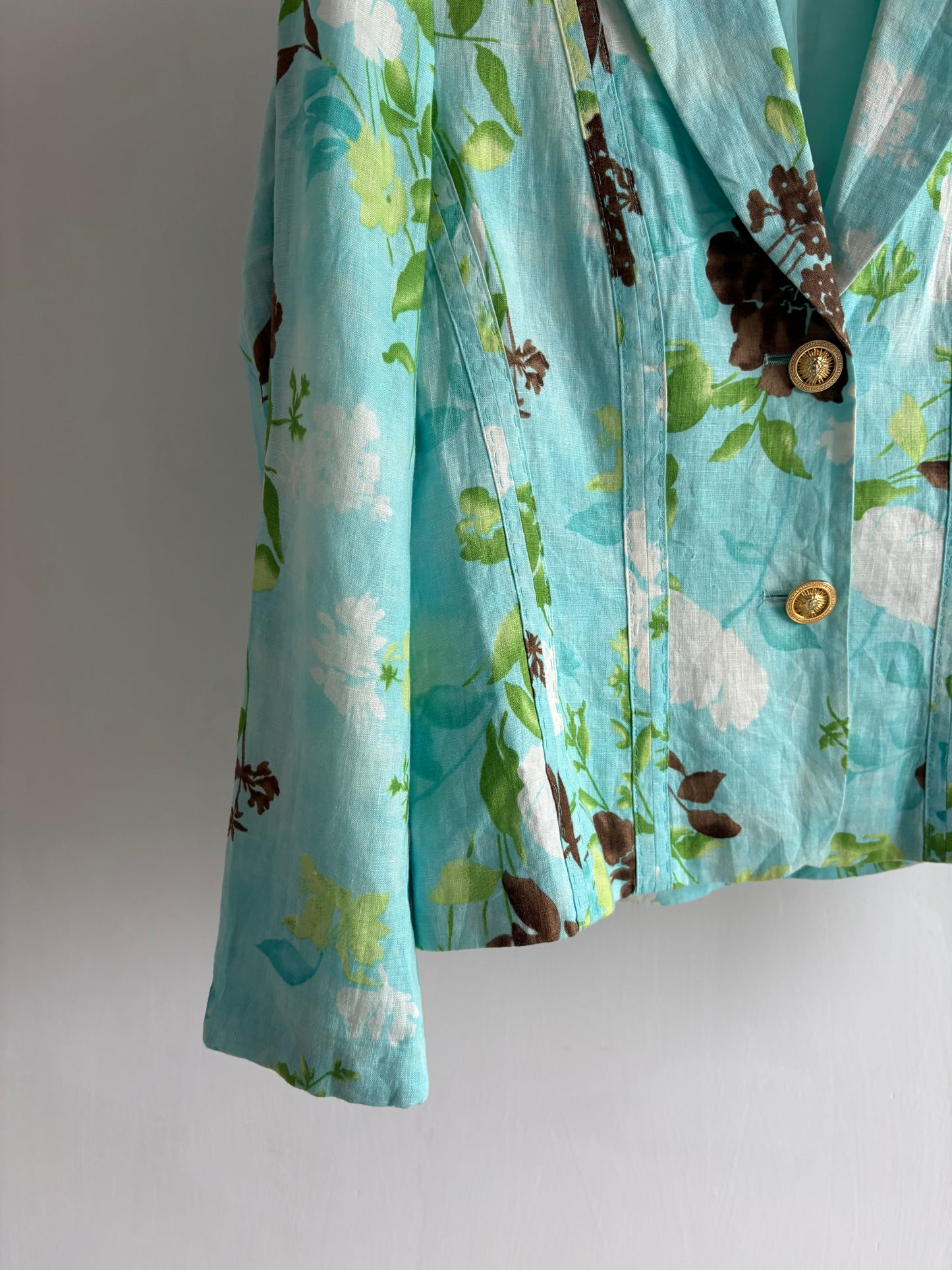 Linen floral blazer (Teal)