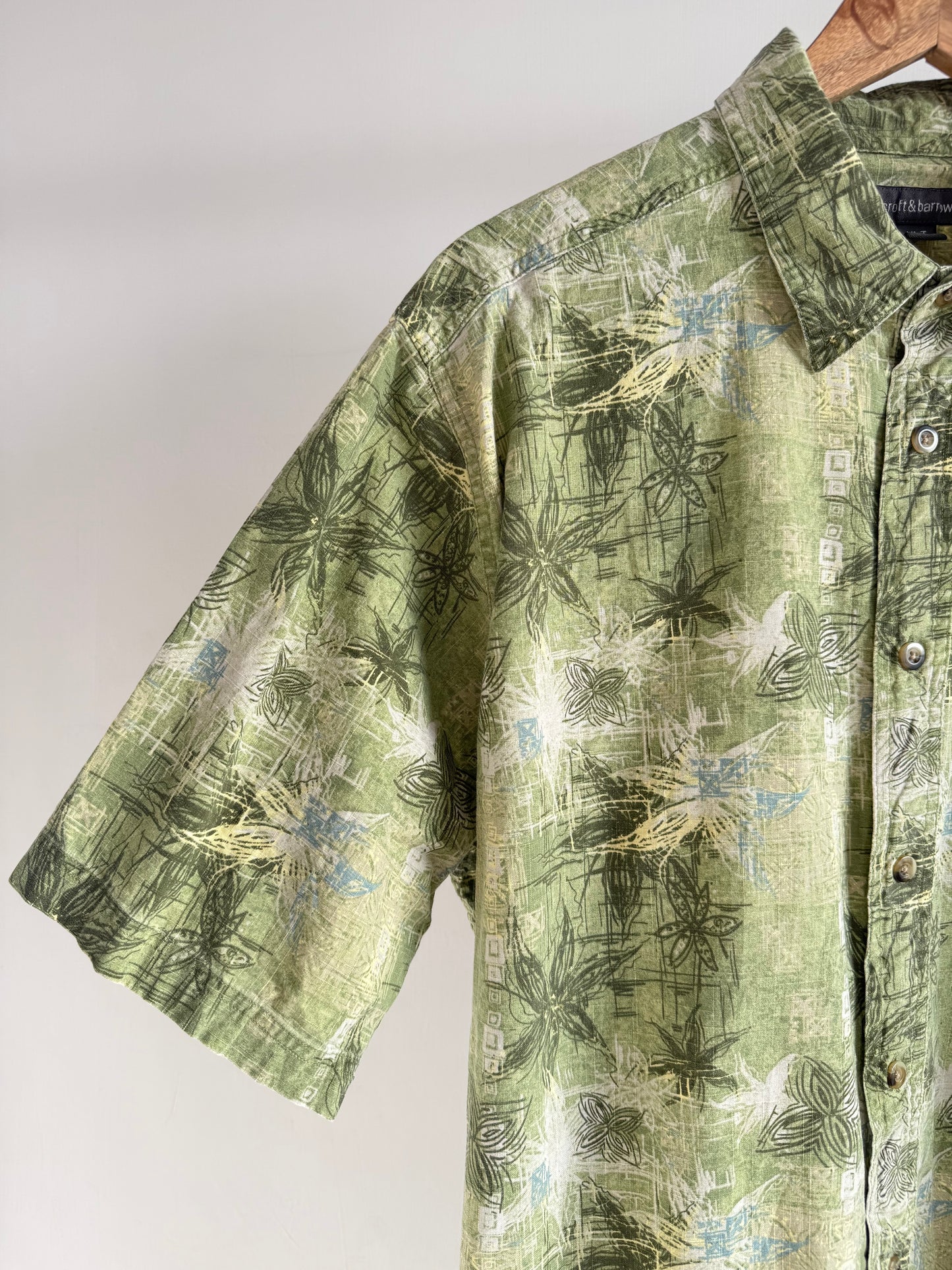 Vintage Olive Abstract Print Shirt