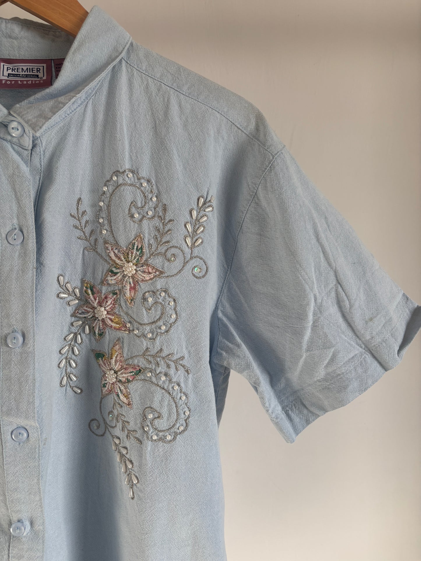 Blue Embroidered Shirt