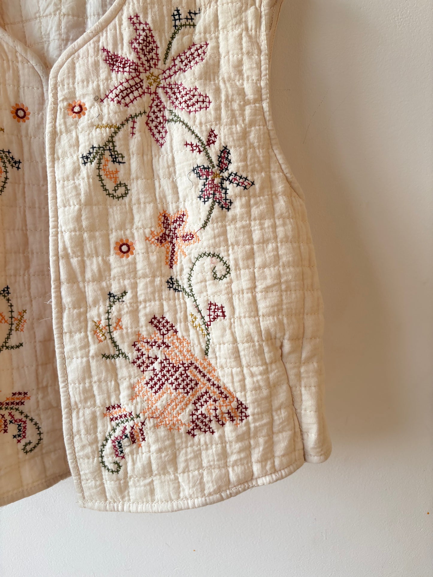 Embroidered Ivory  Quilted vest