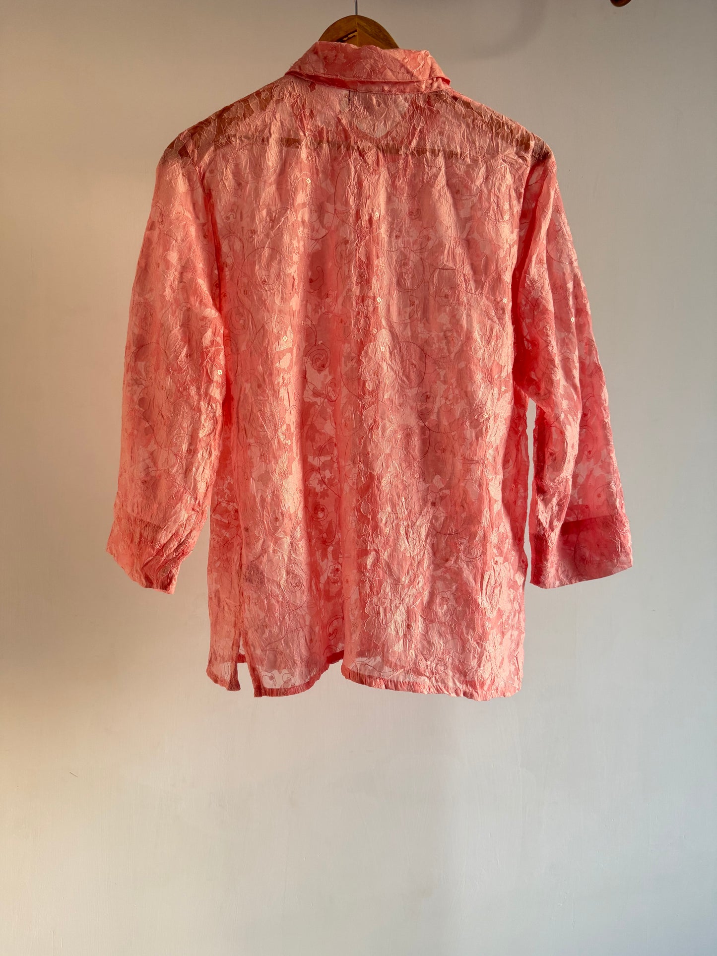 Peach Floral Embossed Shirt
