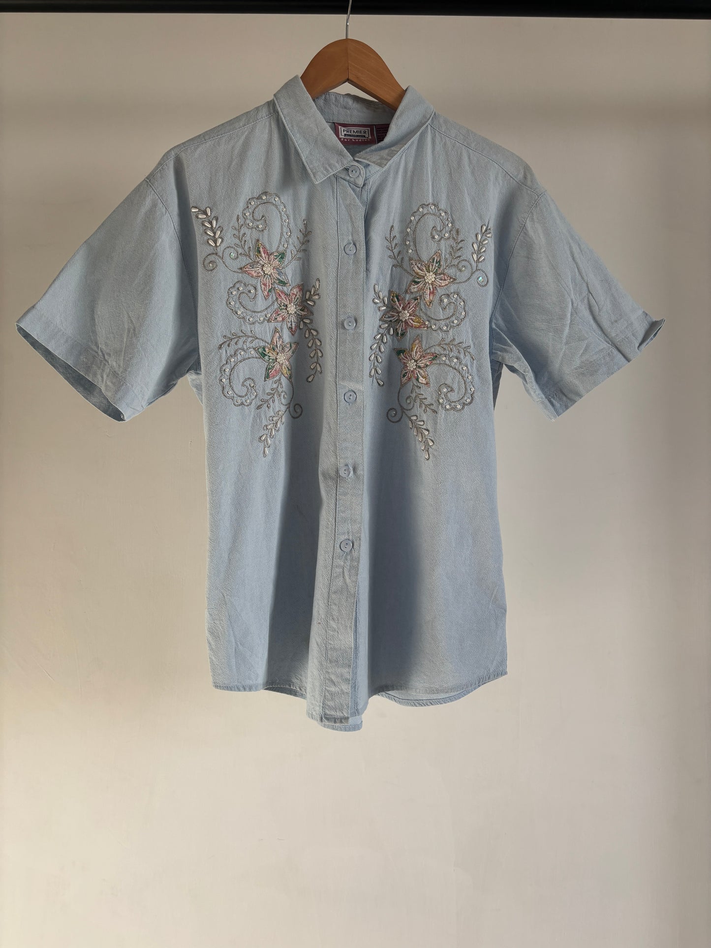 Blue Embroidered Shirt
