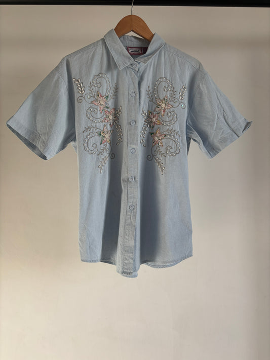 Blue Embroidered Shirt