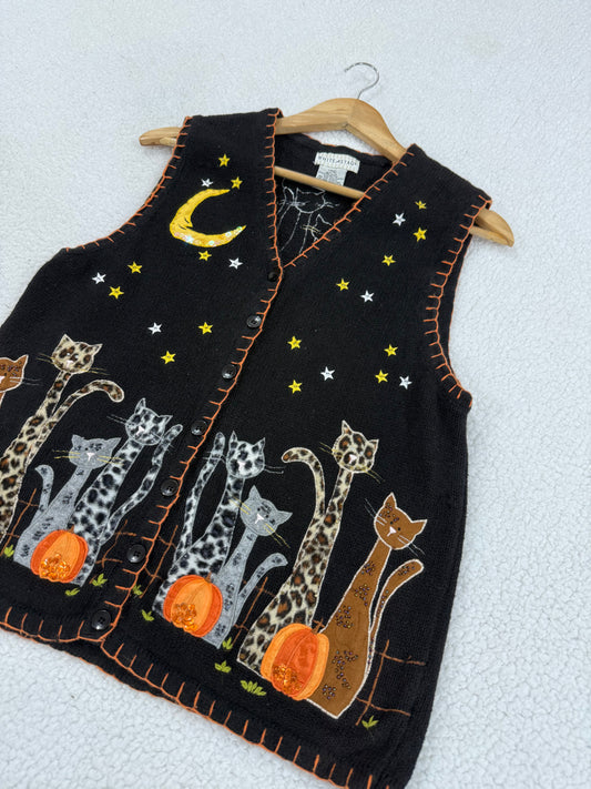 Cat patchwork half cardigan