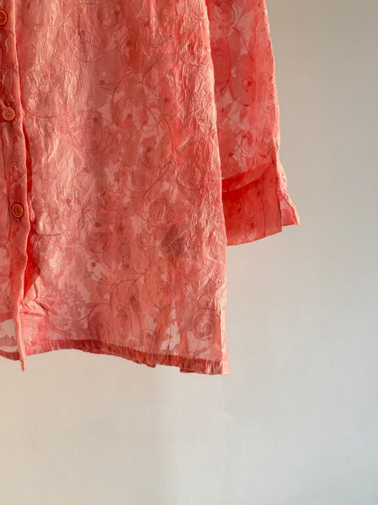Peach Floral Embossed Shirt