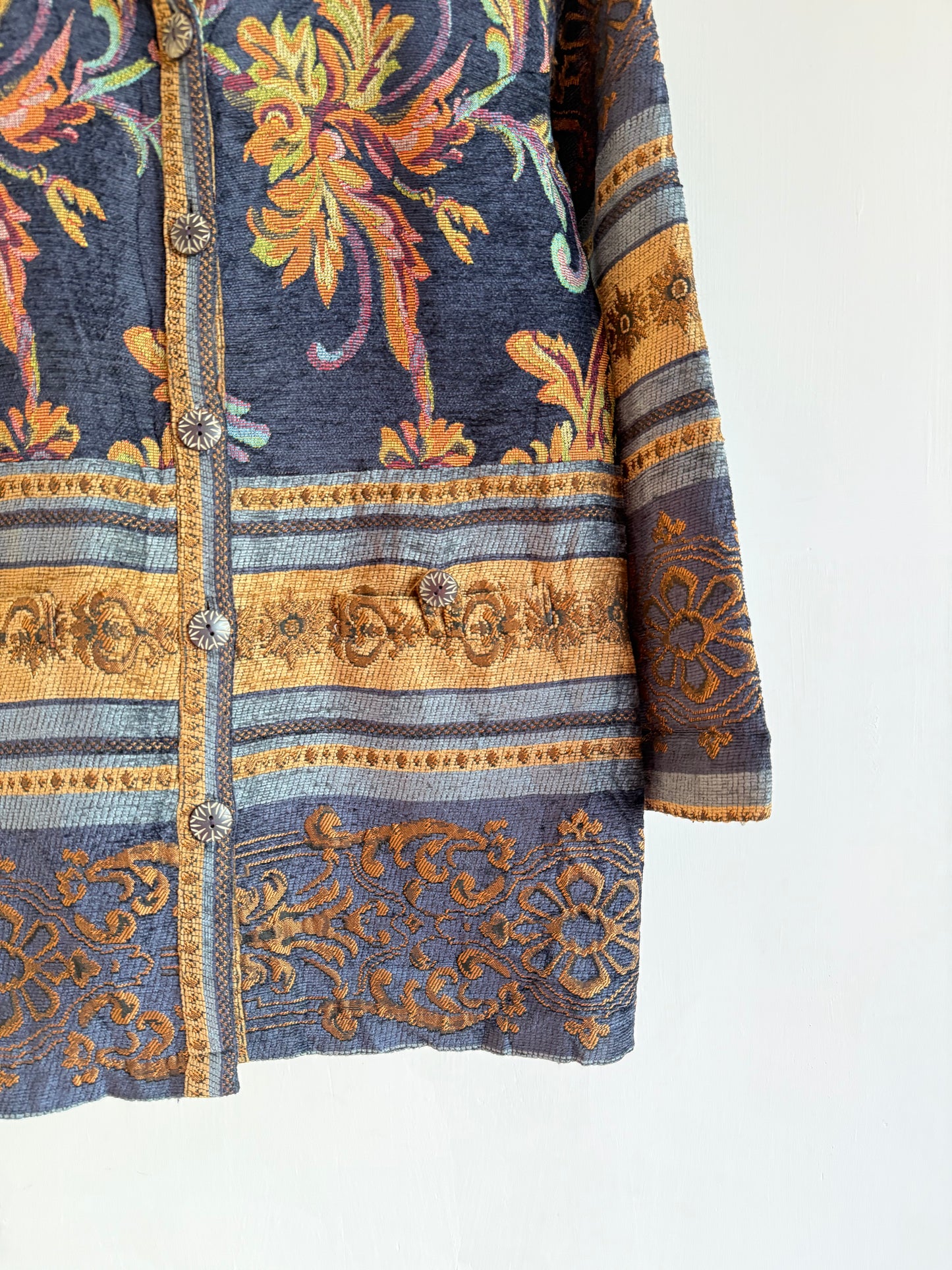 Vintage Tapestry Pattern Jacket (Blue & Gold)