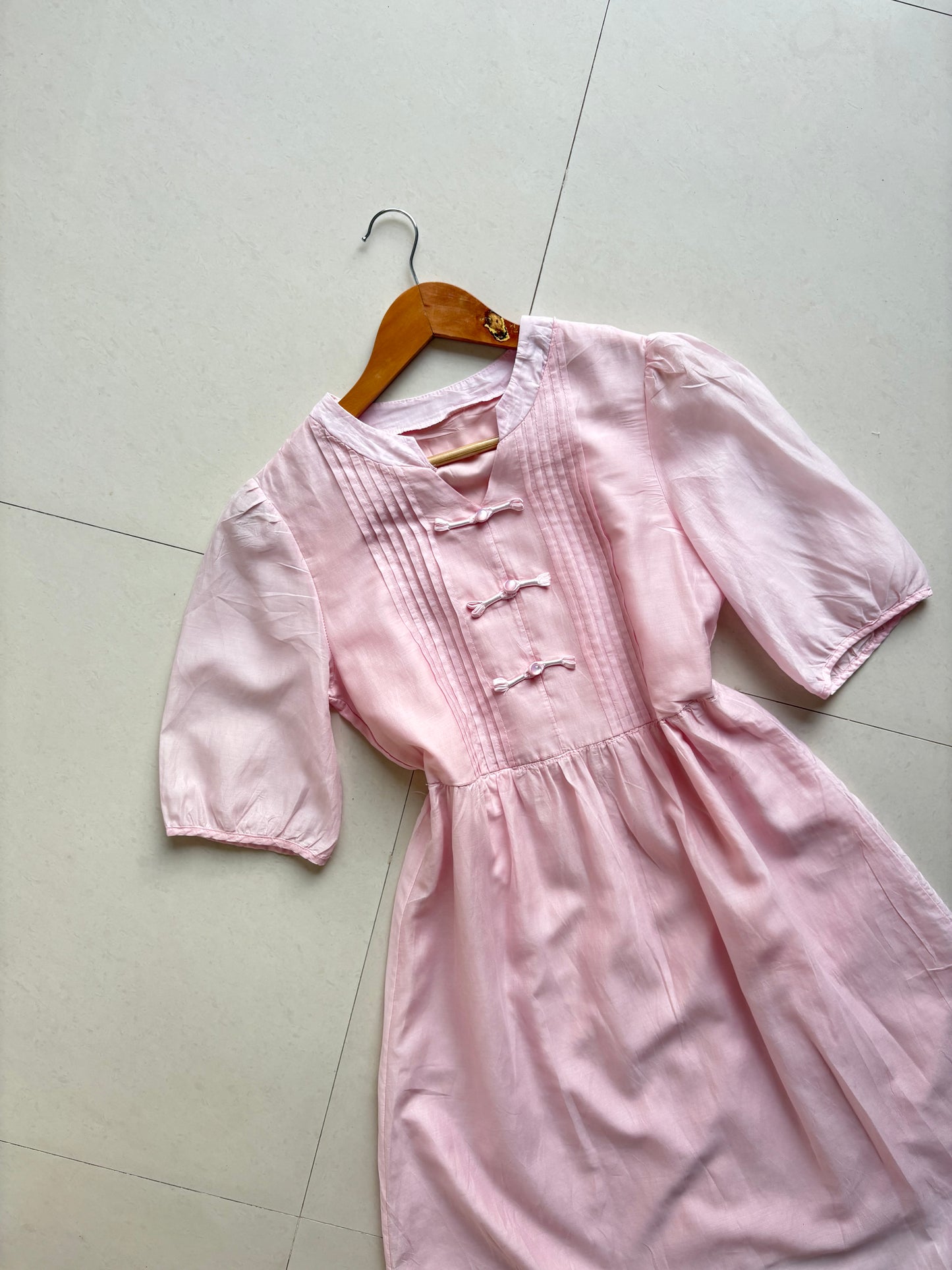 Pink mandarin collared A line dress