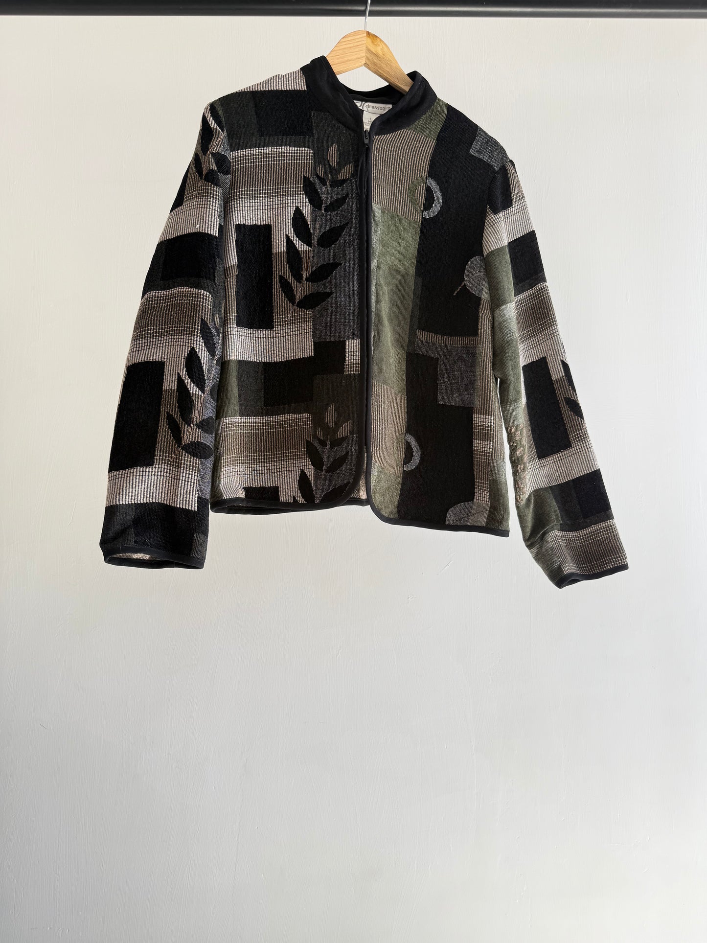 Vintage Abstract Pattern Zip Jacket