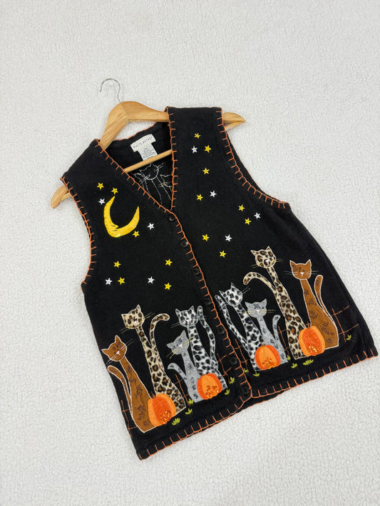 Cat patchwork half cardigan